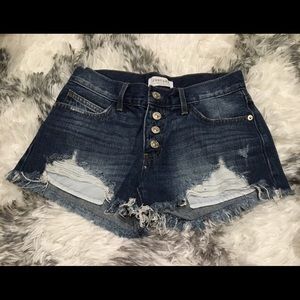 Distressed Blue Jean Shorts